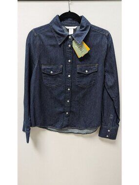 H&M Dark Wash Button-Down Denim Shirt